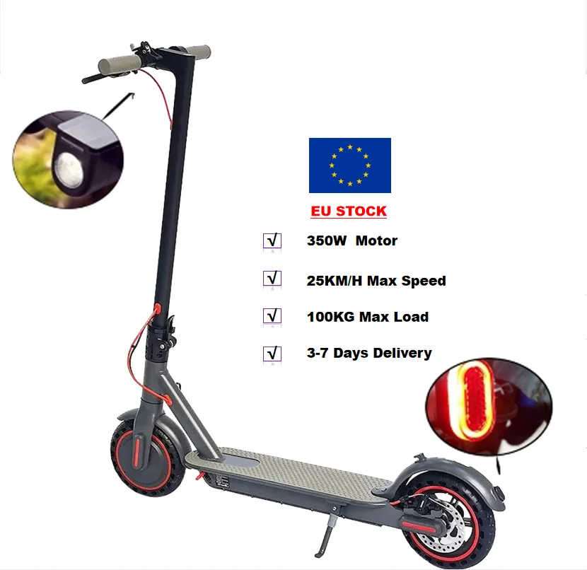 

EU UK USA Stock Free Shipping 350W 36V 10.4AH Disc And Electric Brake Foldable 8.5 Inch 35KM/H Electric Scooter With APP