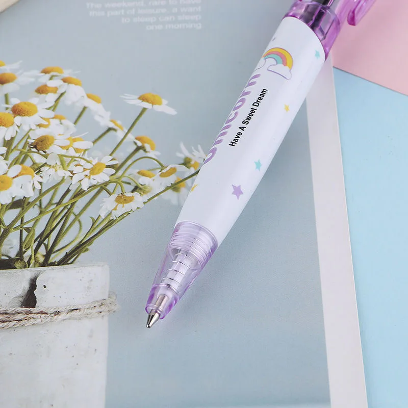 3 Pcs Creative Cartoon Unicorn Light Pen Cute Glowing Ballpoint Pen Student Stationery 0.5mm Writing Tool Kawaii School Supplies images - 6