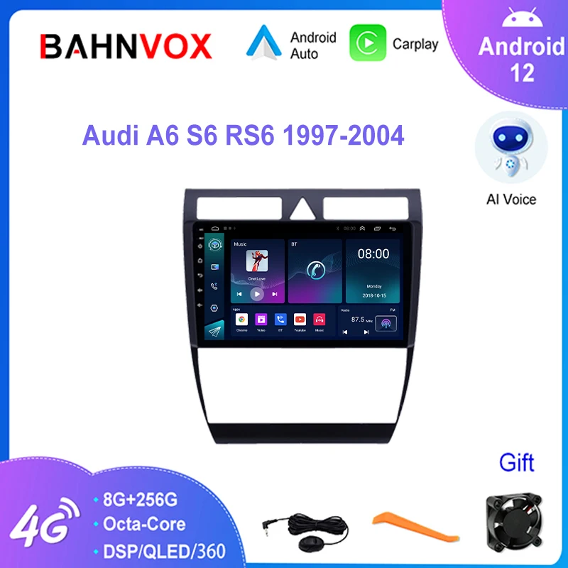 Автомобильный радиоприемник 9 дюймов Android 12 0 для Audi A6 S6 RS6 1997 2004 GPS-навигация