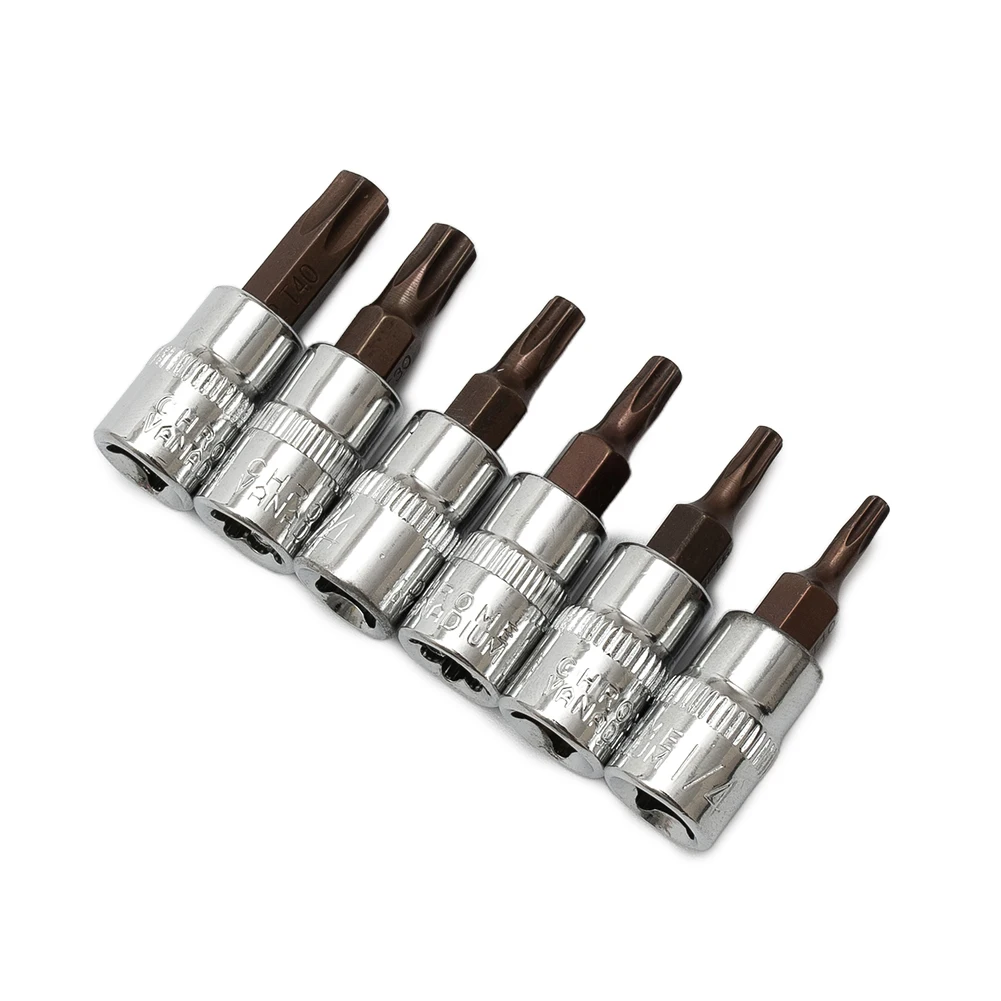

New 6pcs Bit Socket Head Hex Torx 1/4inch Shank 6.35mm Drive Factory Home Furnishing Screwdriver T10-T40 Tools