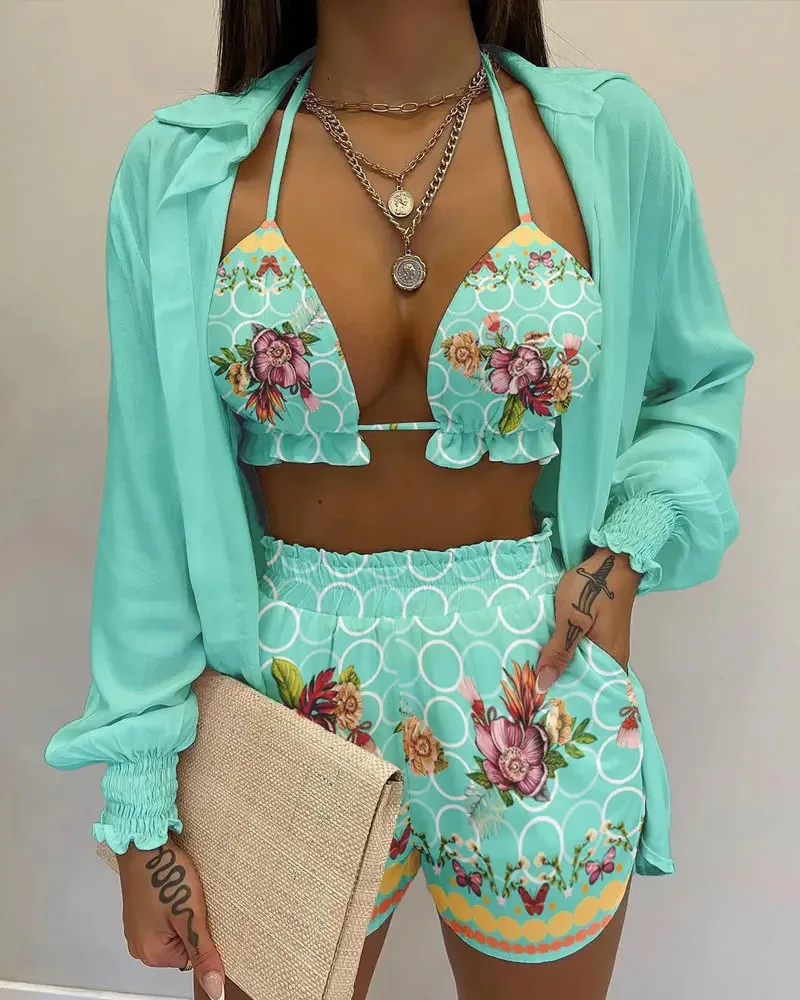 

Women's 3-piece Suit, Shorts, New Sexy Summer Positioning Printing Suit Explosion Style