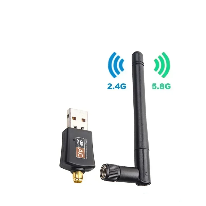 Двухдиапазонный USB-адаптер Wi-Fi 600 Мбит/с AC600 2 4 ГГц 5 с антенной ПК Мини-компьютер