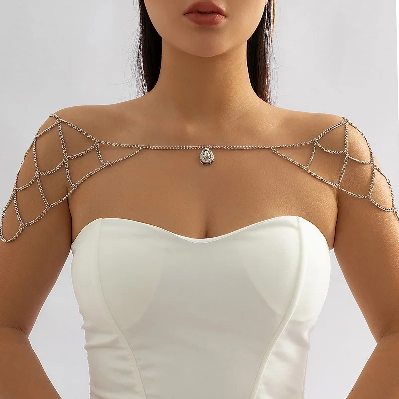 

Elegant Crystal Pendant Shoulder Chain Body Jewelry For Women Charm Boho Vintage Body Chain Accessories