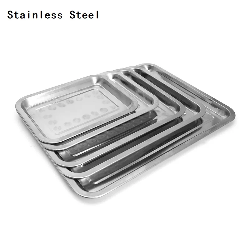 

Stainless Steel Rectangular Plate Barbecue Grilled Fish Tray BBQ Food Container 2022 Drop shipping