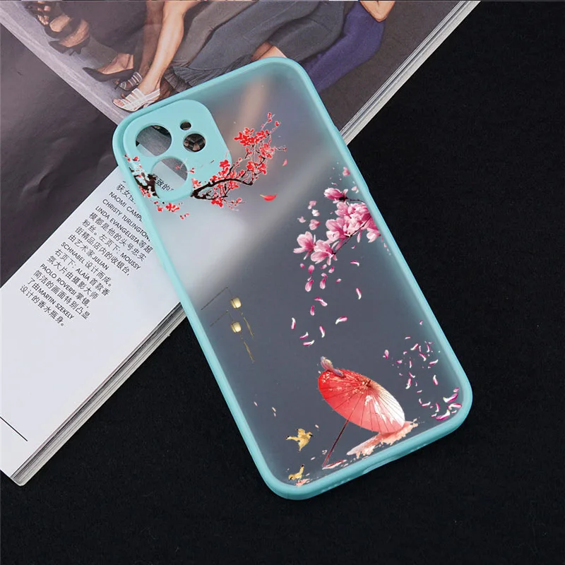 Прозрачный чехол для телефона в китайском стиле с цветами iPhone 11 12 13 XS Pro MAX Mini X XR SE20