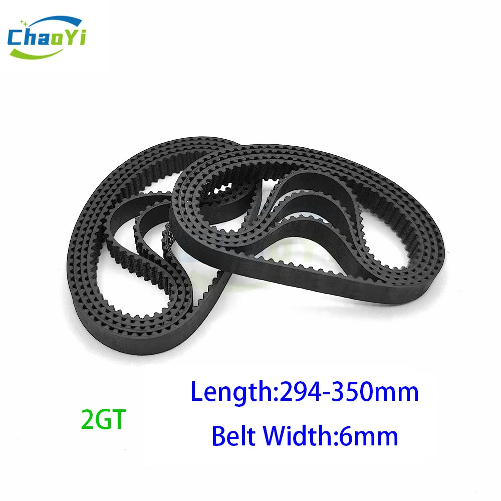 

2GT Closed Loop Rubber Timing Belt Pitch Length 294 296 300 302 308 320 330 336 340 348 350mm Width 6mm GT2-294 2GT-300 GT2-308