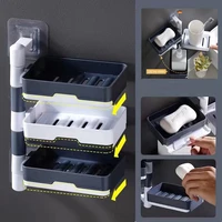 34 layers soap rack rotatable wall mounted adjustable soap holder storage rack kitchen sponge dish soap dishes self adhesive
