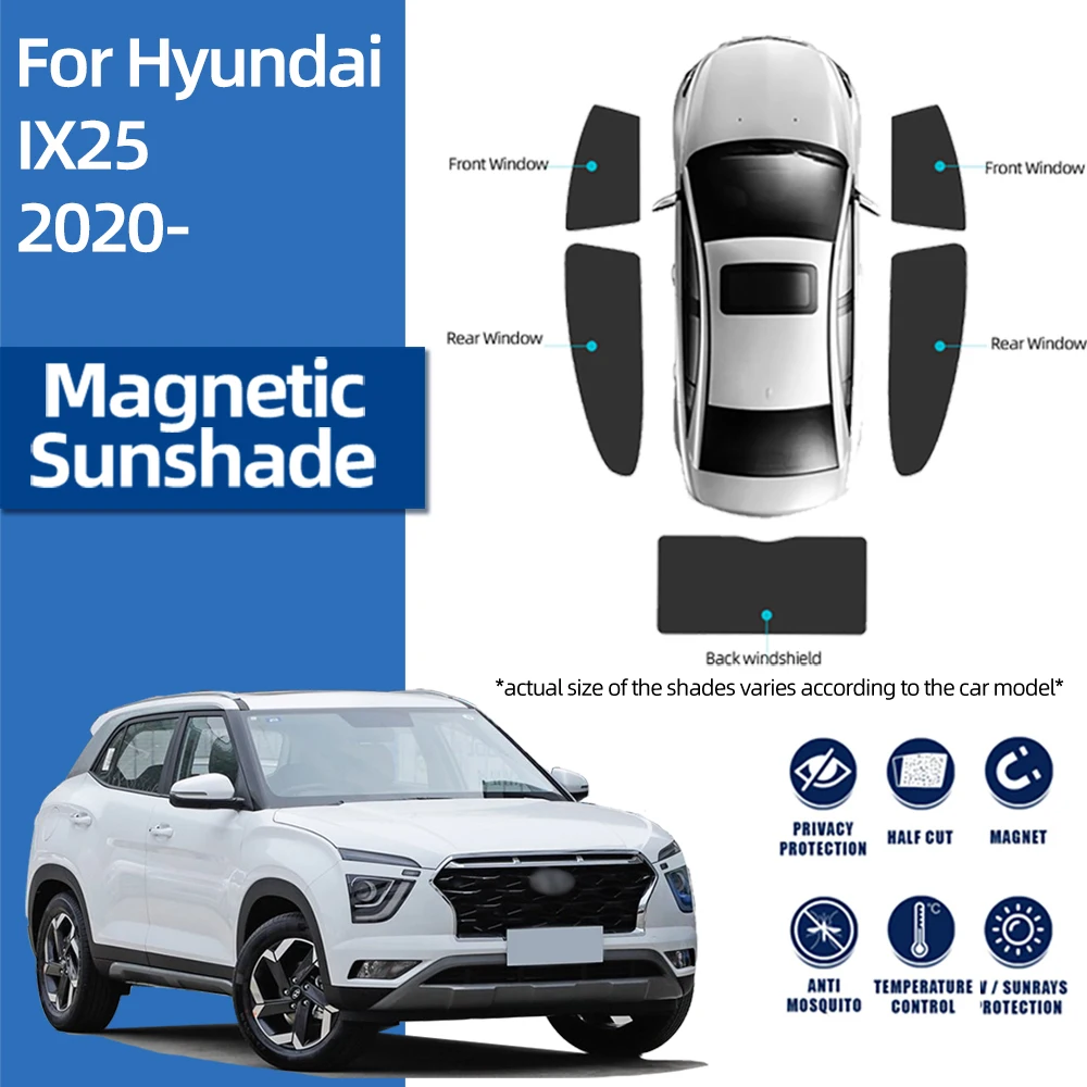 

Для Hyundai Accent Sedan 2016-2021, занавеска на ветровое стекло, магнитный солнцезащитный козырек, Детская сетка из нейлона, солнцезащитный козырек