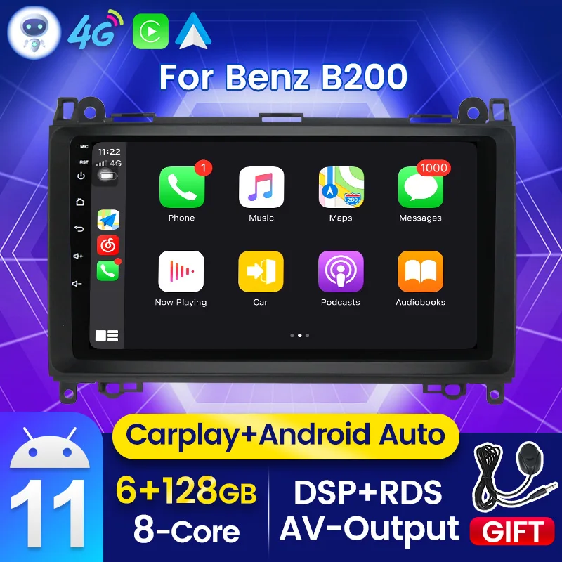 

Android 11 Car Radio DVD Player for Mercedes Benz B200 A B Class W169 W245 Viano Vito W639 Sprinter W906 GPS Navi DSP Autoradio