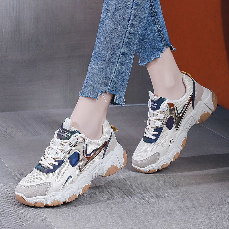 Air Mesh Running Sneakers Women Vulcanize Shoes New Female Increase Casual Ladies Shoes Tenis Feminino Walking Sneaker Female