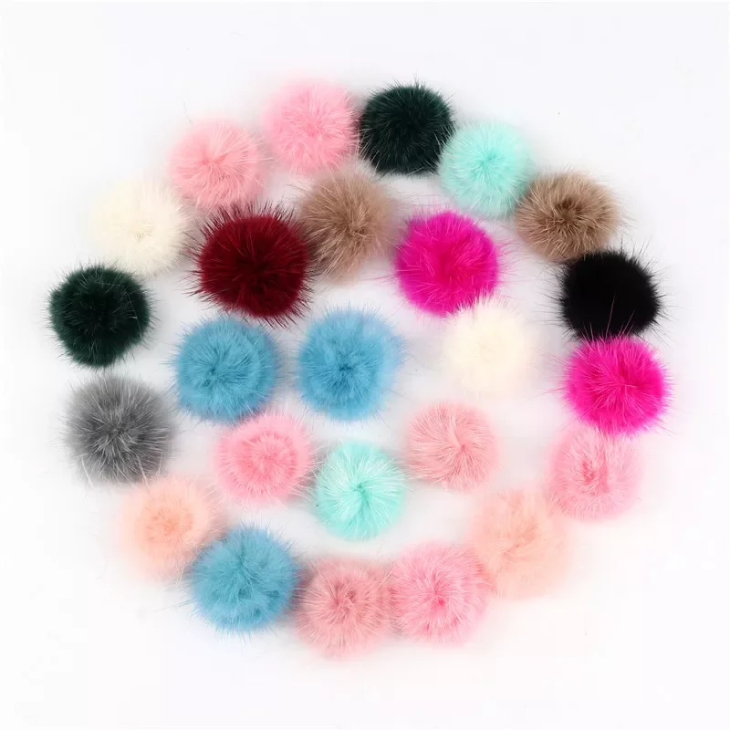 

10PCS 3cm Natural Mink Hair Fur Ball pom pom 30mm Soft Colorful Fashion Pompom Fur Pompon For Garment Dress DIY Craft Supplies