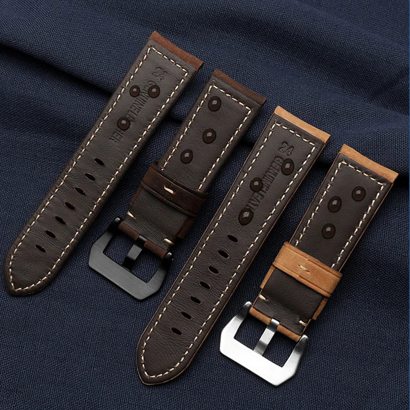 Ремешок из натуральной кожи для часов Panerai PAM111/441/312 Crazy Horse 20 мм 22 24 26 в стиле