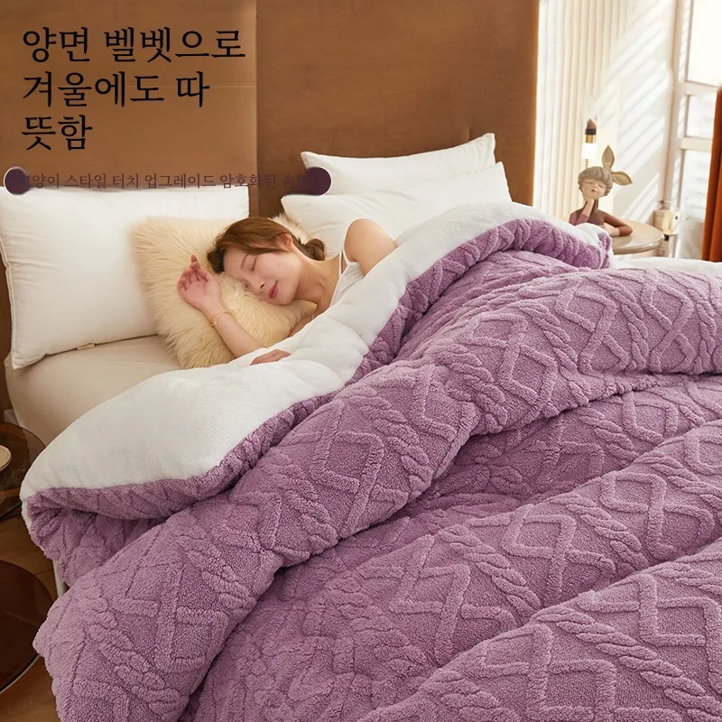 5.00kg Spring and Autumn Quilt Household Thickened Warm Berber Fleece Duvet Insert Winter Student Dormitory Singl...