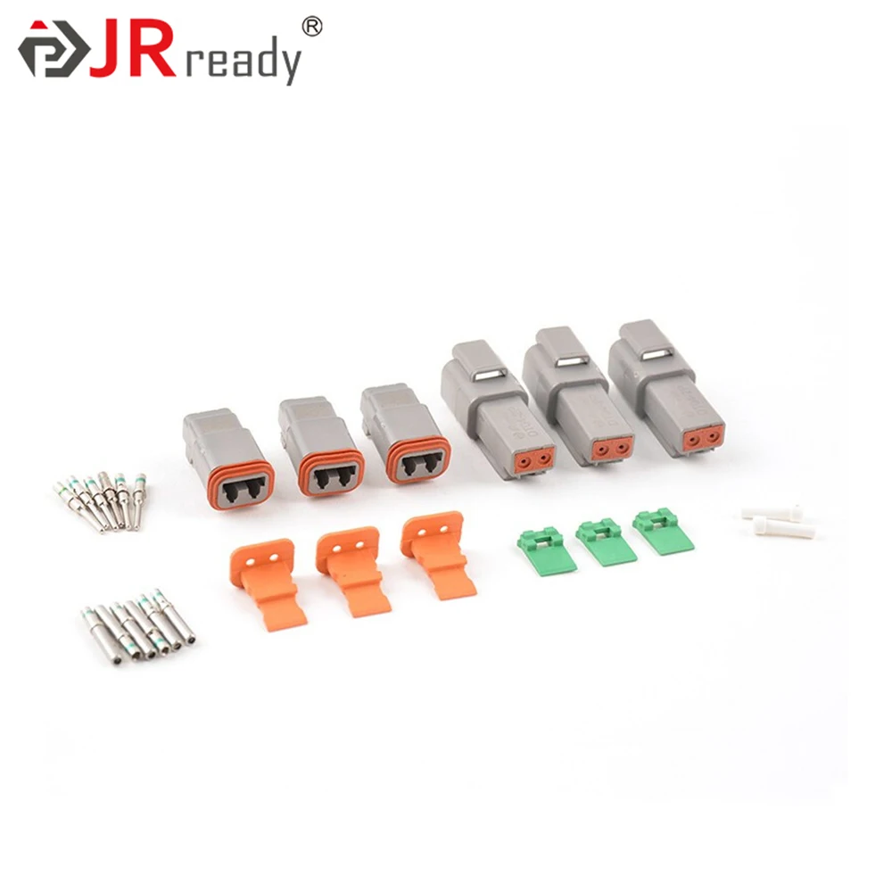 

JRready DT Connector 2 Pin Gray Waterproof Electrical Wire Connector with Deutsch Solid Contacts and Seal Plug With 3 Set ST6112