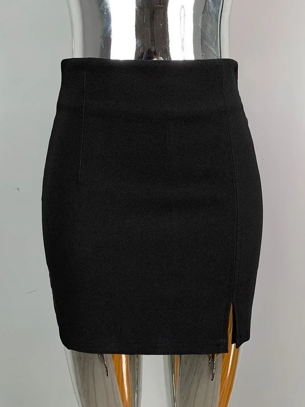 Корейская версия сексуальная однотонная тонкая короткая юбка с высокой талией и