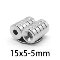 51015203050pcs 15x5 5 disc search magnet 155 mm hole 5 mm round countersunk permanent neodymium magnet 15x5 5mm n35 155 5