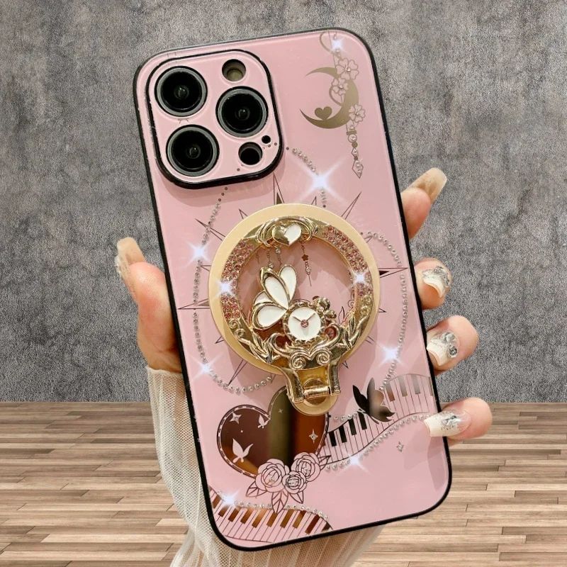 Блестящий бриллиантовый держатель с рисунком кролика Магнитный чехол для