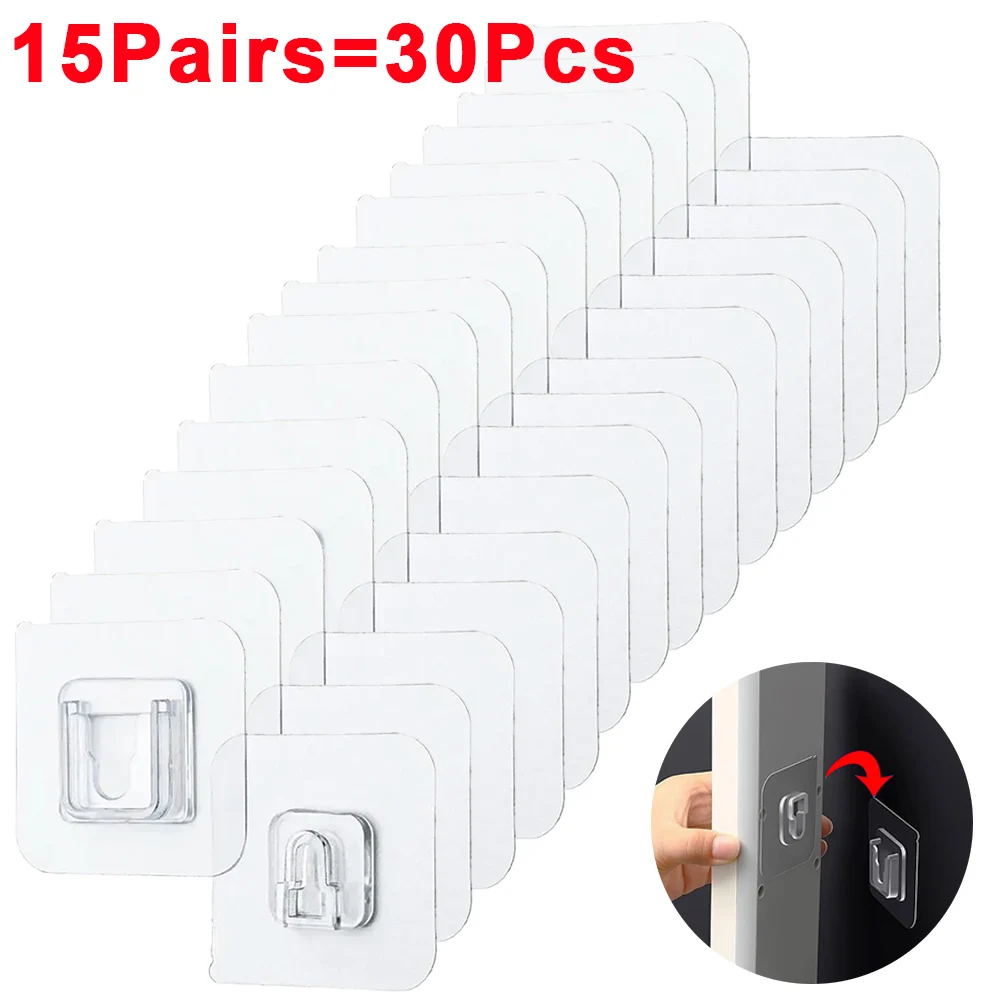 Двусторонние клейкие крючки из акрила 30 шт.