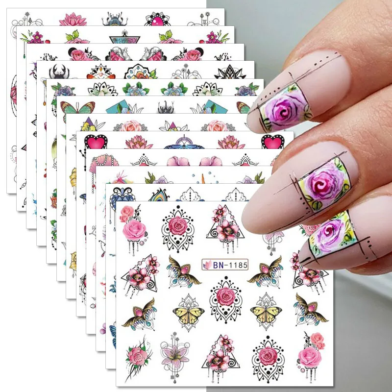 

12 шт., декоративные наклейки для ногтей