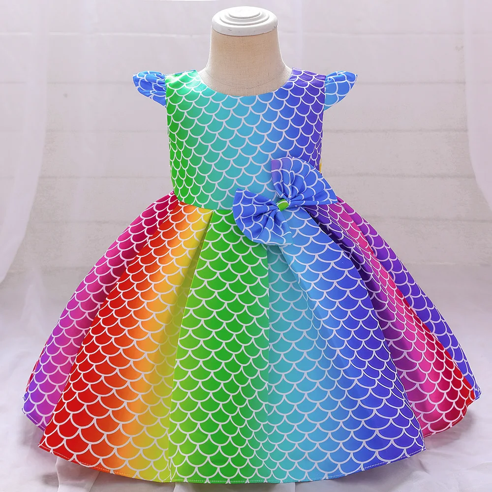 

1-5Y Toddler Girls Princess Scale Dress Kids Baby Elegant Wedding Tutu Prom Children Communion Formal Evening Party Clothes