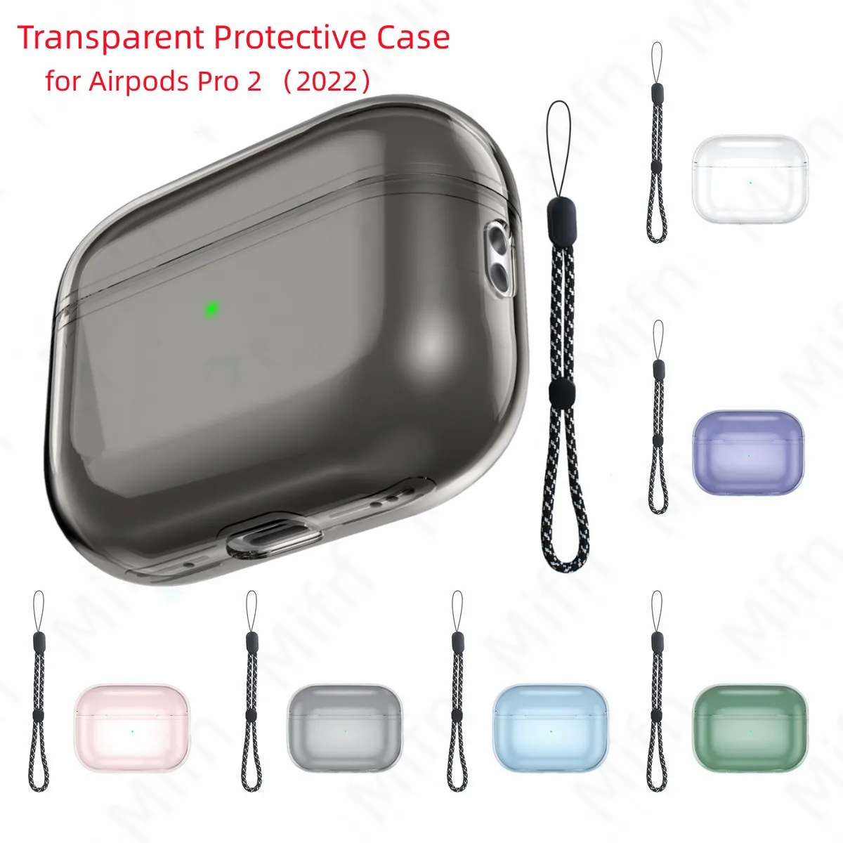 

Transparent Case For Airpods Pro 2 skin Case Soft TPU Protective Covers with Lanyard For apple airpods pro 2nd Generation Cover