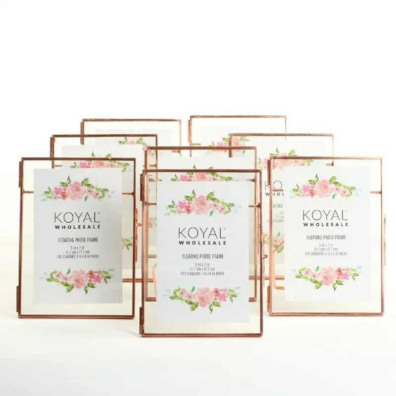 

DIY Wedding Pressed Glass Floating Photo Frames 8-Pack with Stands for Horizontal or Vertical Pictures, Table Numbers, Place Ca