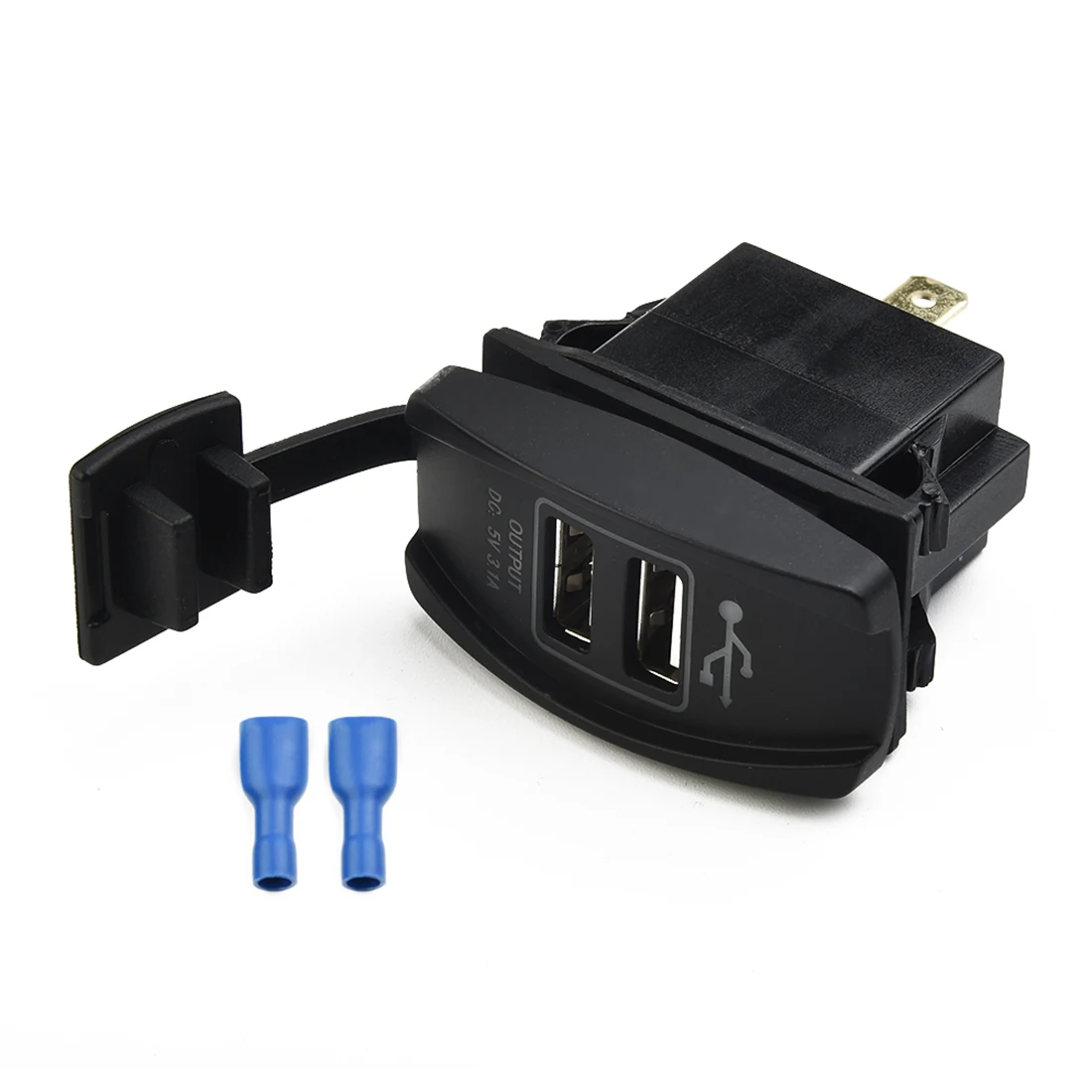 Надежное зарядное устройство с двумя USB-портами и синей светодиодной подсветкой