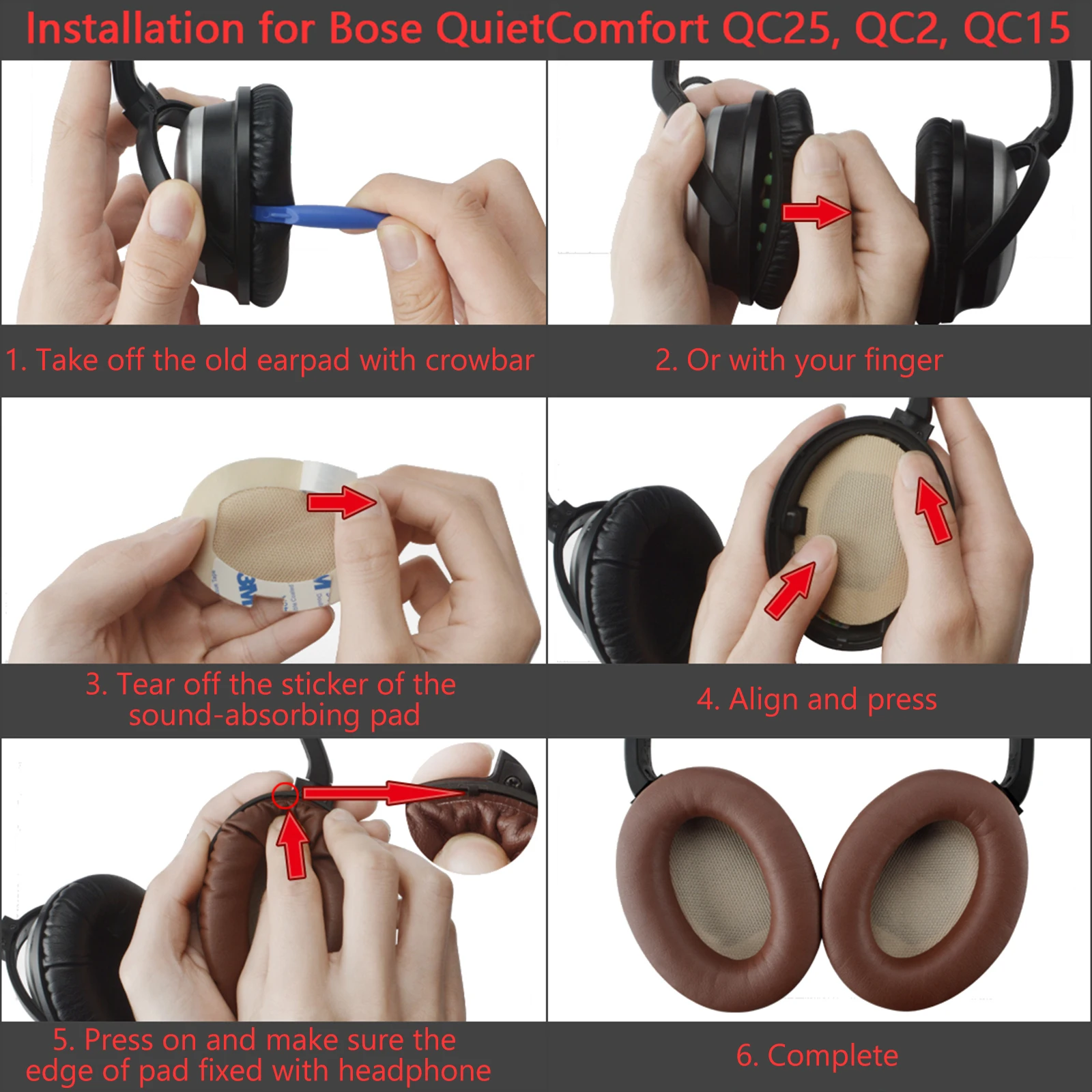 Сменные амбушюры Geekria для наушников Bose QuietComfort QC2 QC15 сменные + чехол на голову