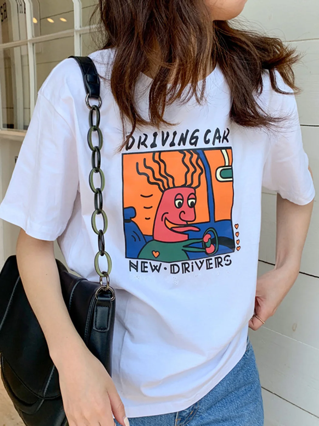 

Chic Print Summer T-shirt Top Women Round Neck Short Sleeve T-shirts Streetwear Simple Casual Tee Shirts Tops Female Clothes