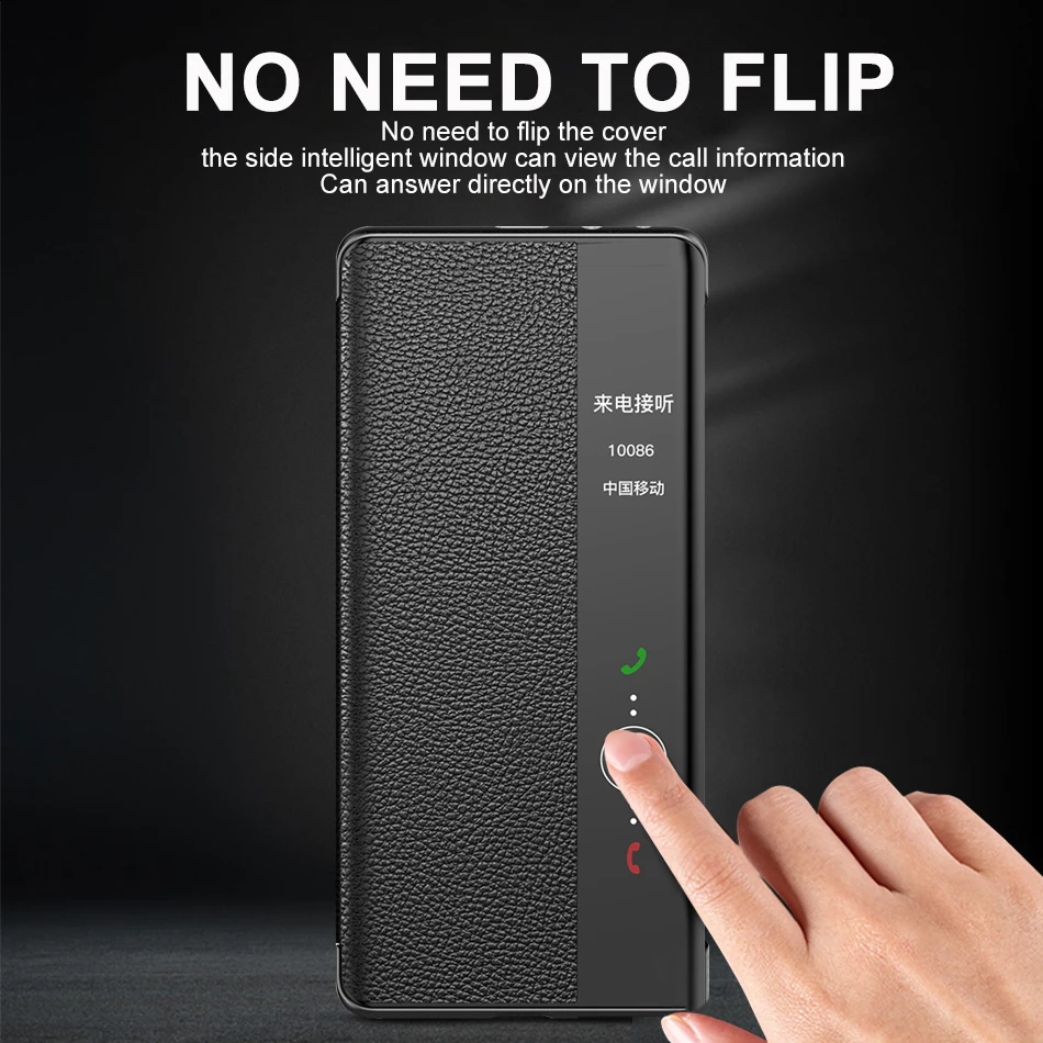 Оригинальный чехол-книжка из натуральной кожи для Huawei Mate 60 Pro зеркальный умный