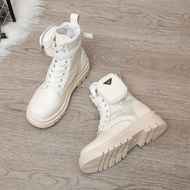 Женские мотоциклетные ботильоны из искусственной кожи на толстой подошве