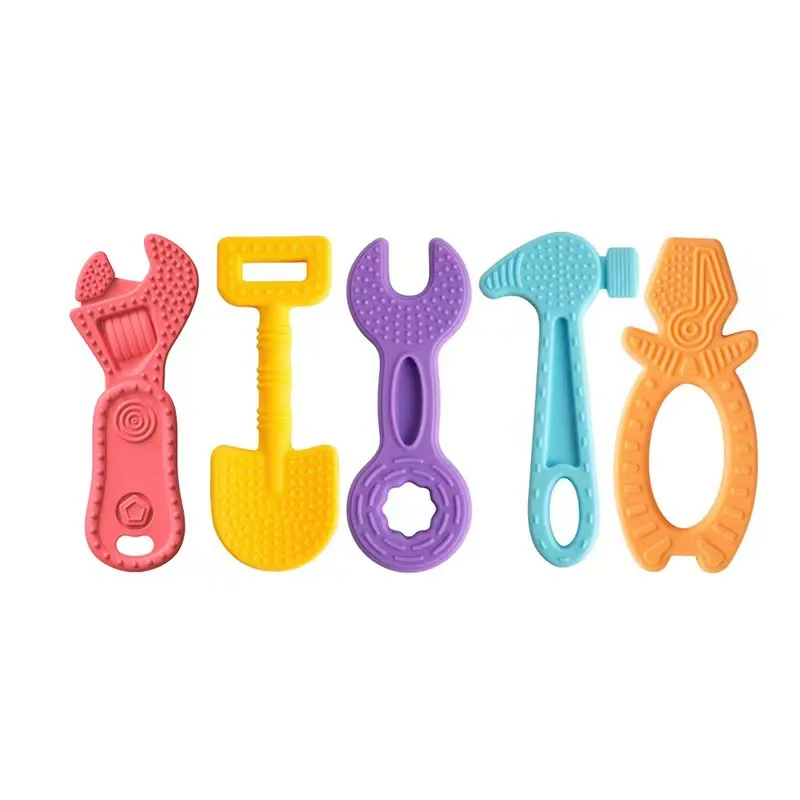

BPA Free Baby Silicone Teether Hammer Wrench Pliers Tools Teething Toy Baby Chewing Stick Oral Care Teethers For Kids Funny Gift