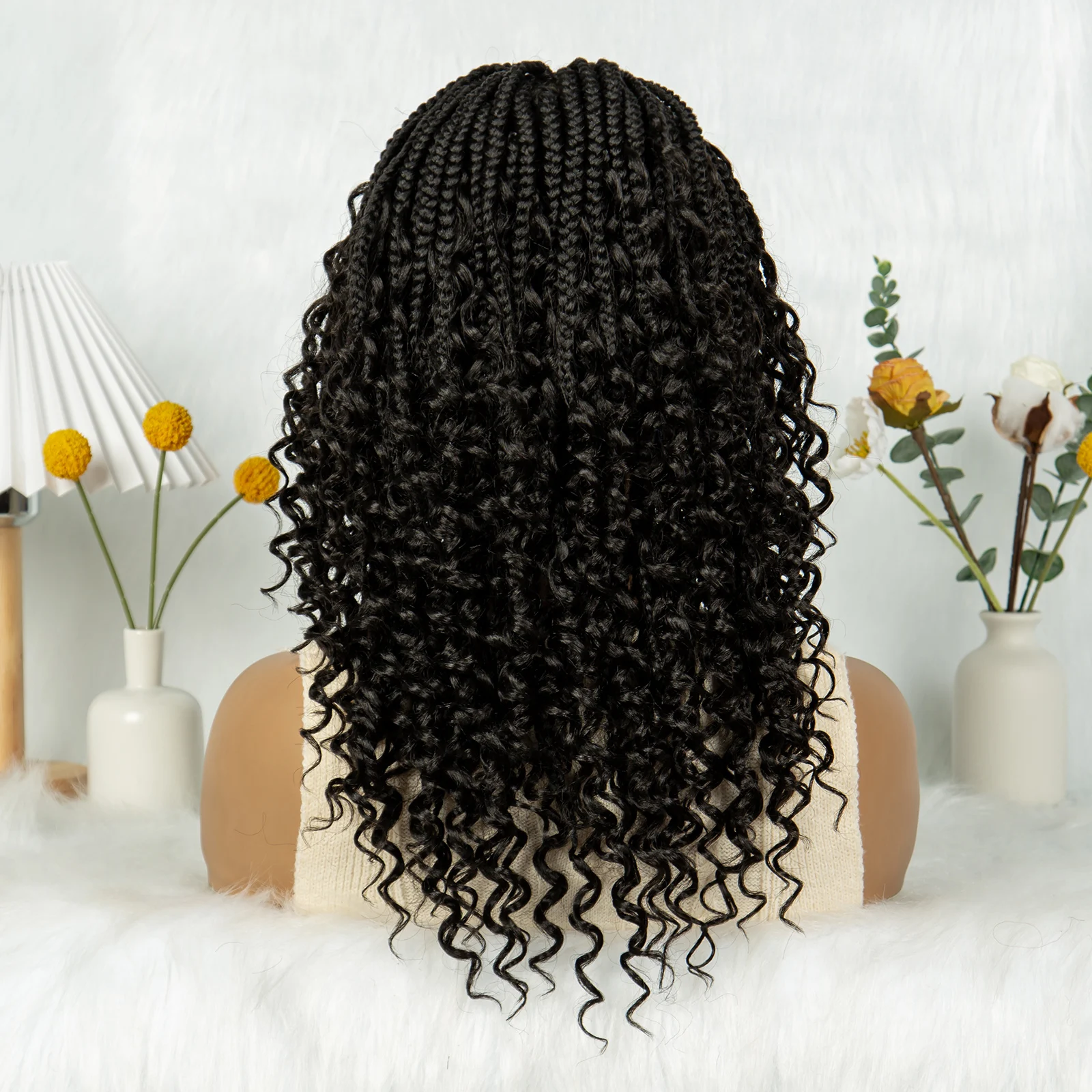 Богемные плетеные парики Boho Box Braid Wigs Без узлов Goddess Locs Синтетические с вьющимися