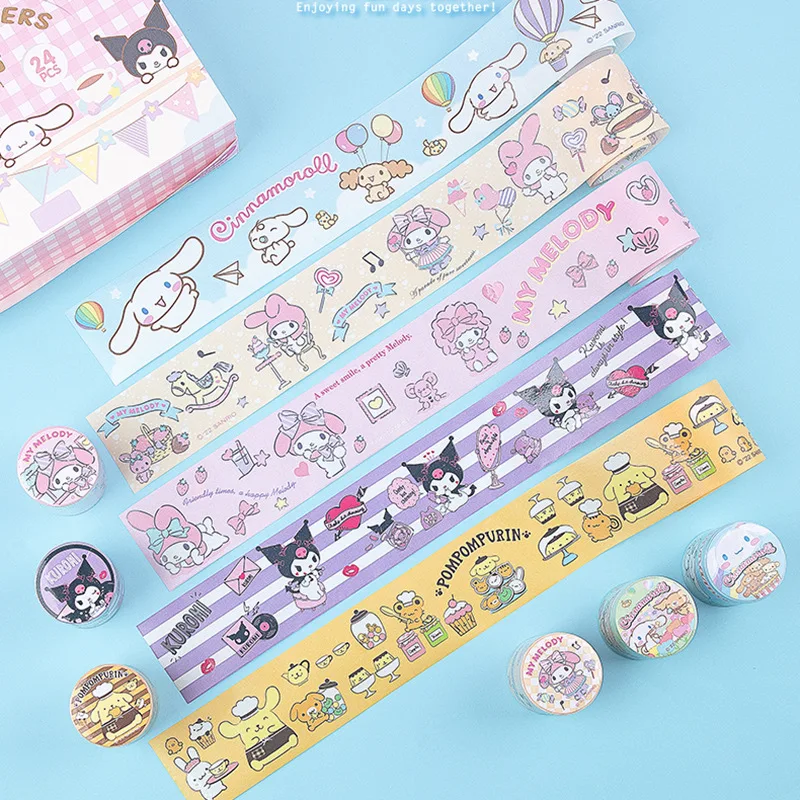 

New Sanrio Tape Anime Cartoon Kawaii Kuromi Tape Laptop Hand Account Material Decoration DIY Stickers Wholesale Kids Gifts