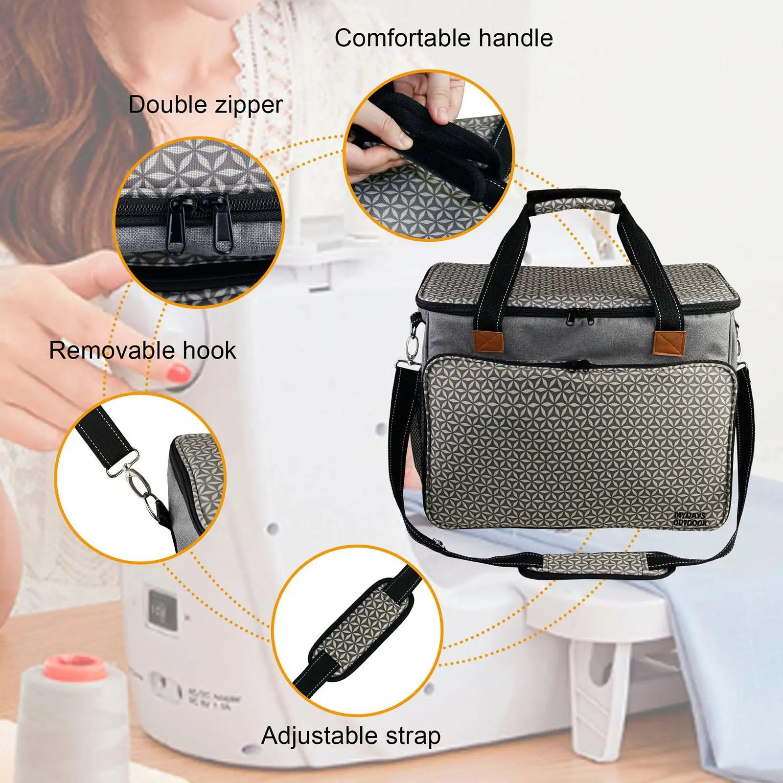 

Oxford Sewing Machine Carry Bag Lightweight Large Capacity Handbag Travel Tote Tools Pouch Pockets Carrier Pack