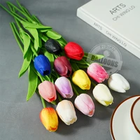10 20pcs advanced pu simulation tulip flower wedding proposal hand held flowers household products nordic decorative ornaments