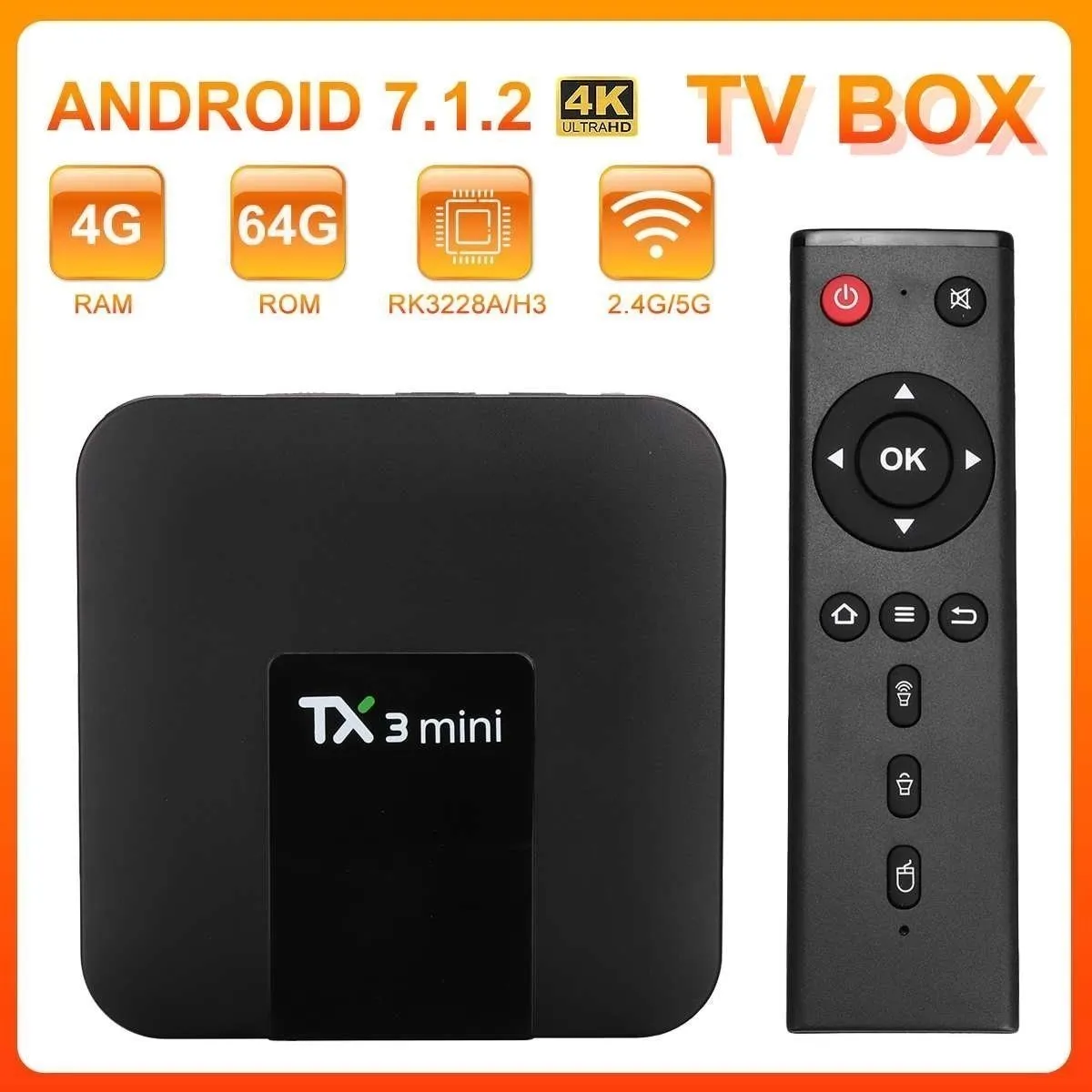 

TX3Mini Smart TV Box Android RK3288A/H3 Amlogic S905W Quad Core 1G+8G 2G+16G Allwinner H3 Smart Ip Tv Set Top Box Tv Receiver