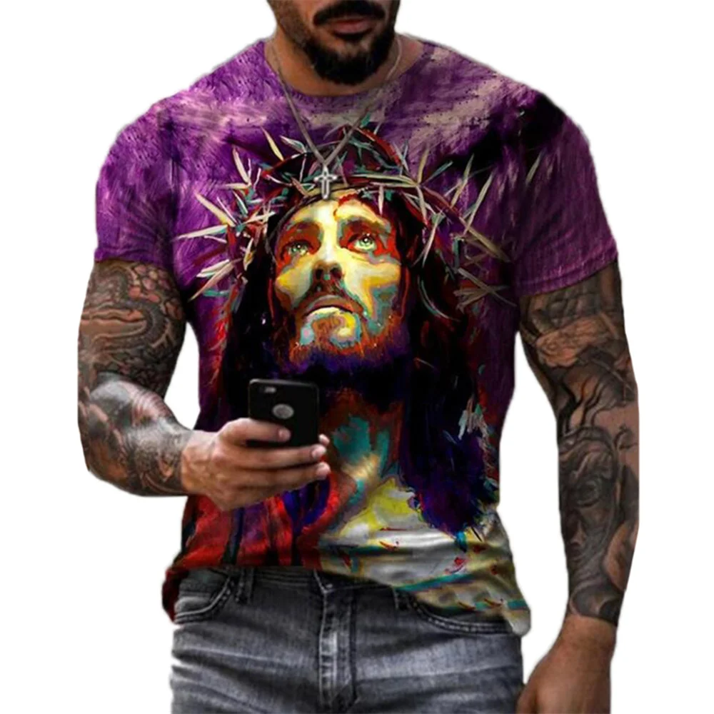 Jesus Christ 3D Print T-shirts Men Women Summer Fashion Casual Short Sleeve Cool T Shirt Harajuku Streetwear Oversized Tops 6XL