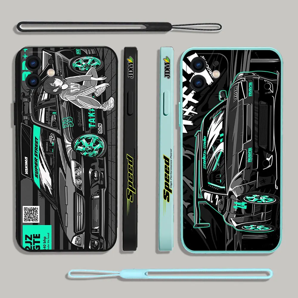 

Tokyo JDM Drift Sports Car Phone Case For Samsung A53 A50 A52S A51 A72 A71 A73 A81 A32 A22 A20 A30 A21S 4G 5G with Hand Strap