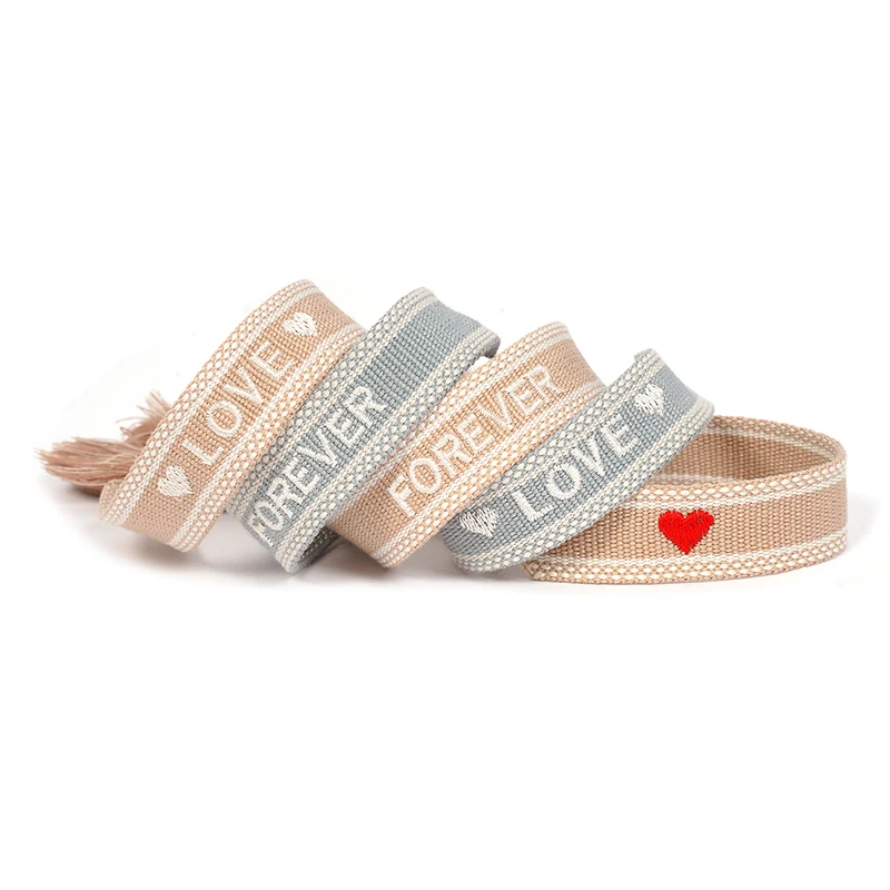 

Forever Love Friendship Bracelets Woven Arm Stacked Bracelet Fashion Jewelry Gift for Mom Sis Couples