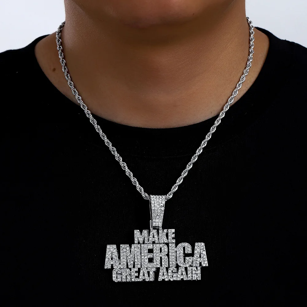 Кубинское Звено-цепочка Ожерелье В Стиле Хип-хоп С Блестящей Хрустальной