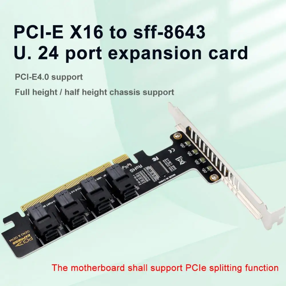 

Data Transfer Pcie4.0 Split Card Portable Sff-8643 Sff-8639 Pcie To U2 Transfer Card Pciex16 To 4-port U.2 Nvme Expansion Card