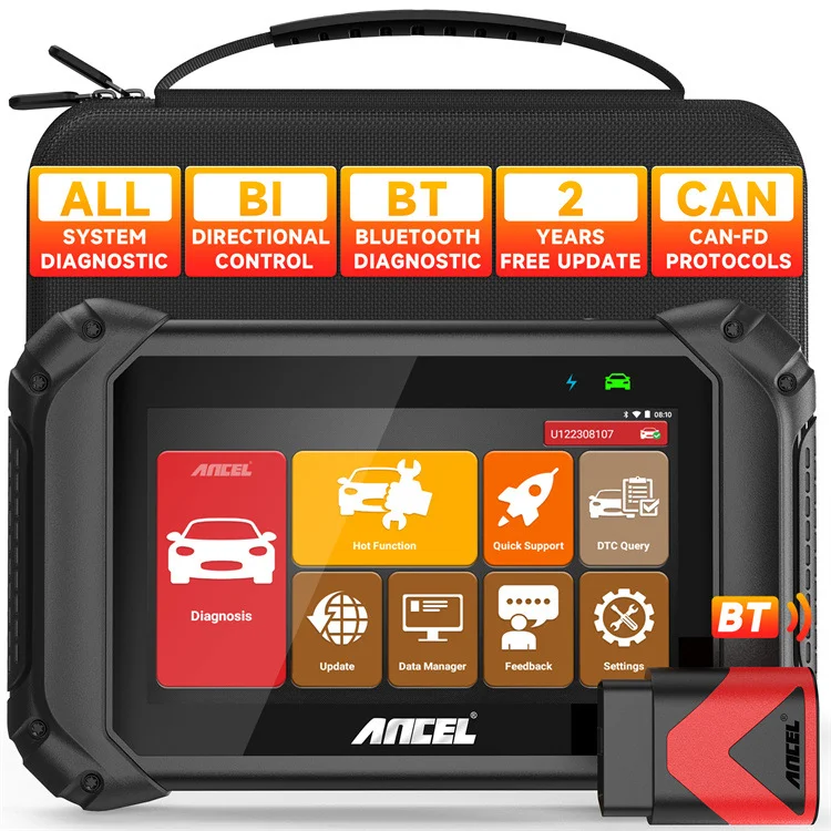 Фото Новый автомобильный сканер ANCEL V5BT OBD2, беспроводной двунаправленный диагностический инструмент, полный функционал: активные тесты систем, ABS, масляный датчик, TPMS, SAS, BMS, CAN-FD. №1