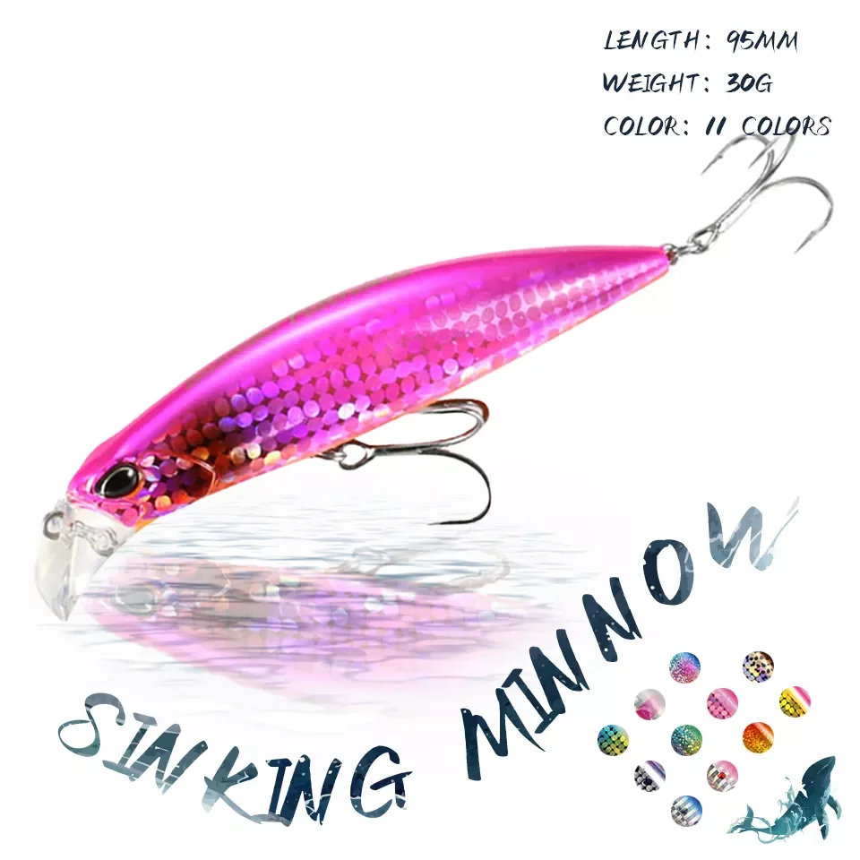 

1PCS 95MM/30G Pencil Fishing Lures Sinking Minnow Artificial Hard Bait Japanese Design Wobbler Swimbait Fishing Tackle