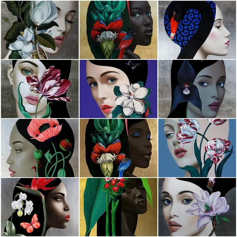 

CHENISTORY Painting By Numbers Abstract Woman Head Handpaingted Gift Pictures By Numbers Abstact Painting Adults Crafts