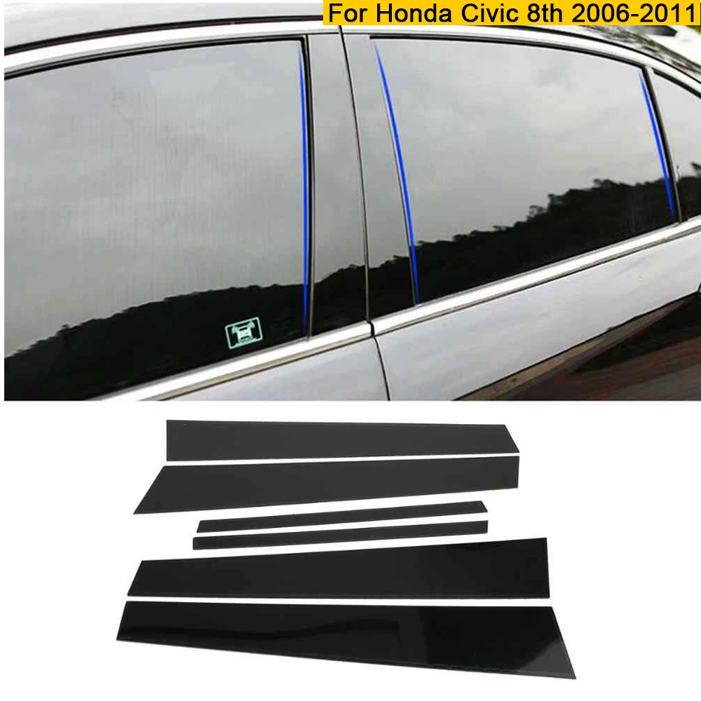 

Car Mirror Window Pillar Post Cover Trim Black For Honda Civic 8TH Sedan 2006 2007 2008 2009 2010 2011 Glossy BC Column Sticker