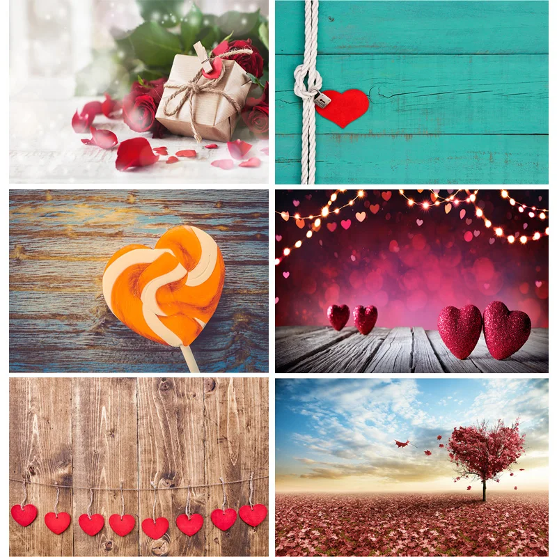 

Vinyl Custom Valentine Day Photography Backdrops Prop Love Heart Rose Wooden Floor Photo Studio Background 211120 QRJJ-02