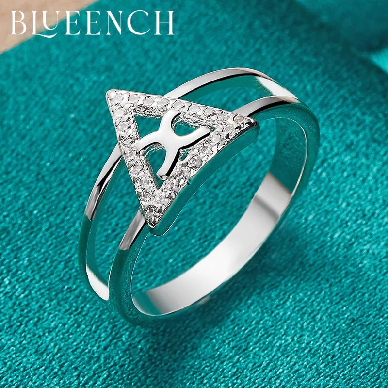 

Blueench 925 Sterling Silver Double Ring Tripod Ring Is Suitable For Women'S Wedding Party Fashion Charm Jewelry