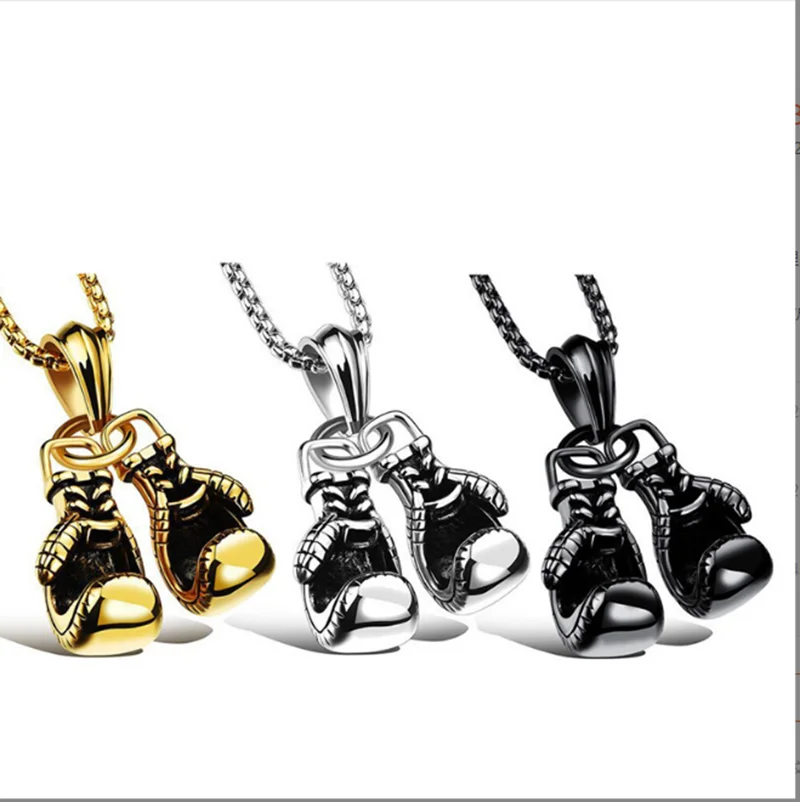 

Brand Men Necklace&Pendant Dorming Stainless Chain Pair Boxing Glove Chain Pendants Necklace Sport Fitness Jewelry Gift