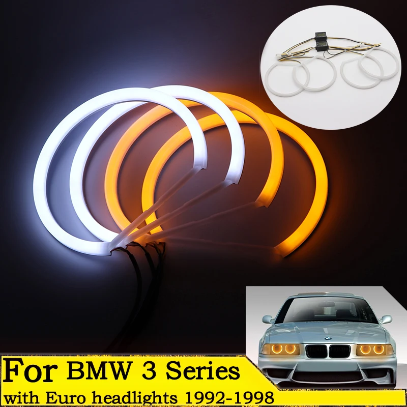 

SMD Cotton Light Switchback LED Angel Eye Halo Ring Kit For BMW E36 3 Series with Euro headlights 1992-1998 car accessories